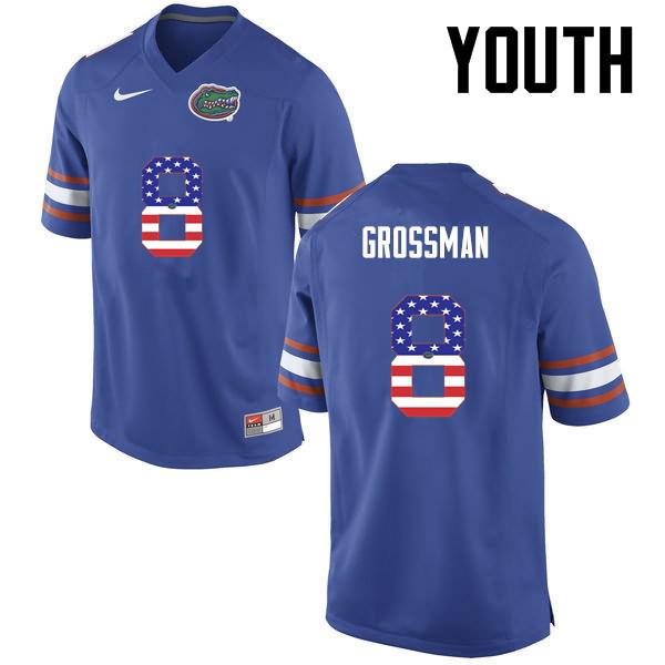 NCAA Florida Gators Rex Grossman Youth #8 USA Flag Fashion Nike Blue Stitched Authentic College Football Jersey BAJ6864KN